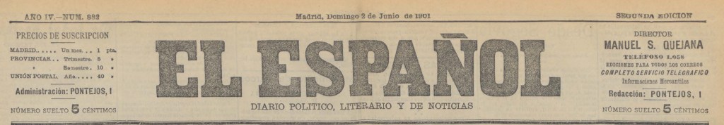 A Folga de 1901, na prensa: “El Español”, Madrid&nbsp;(II)